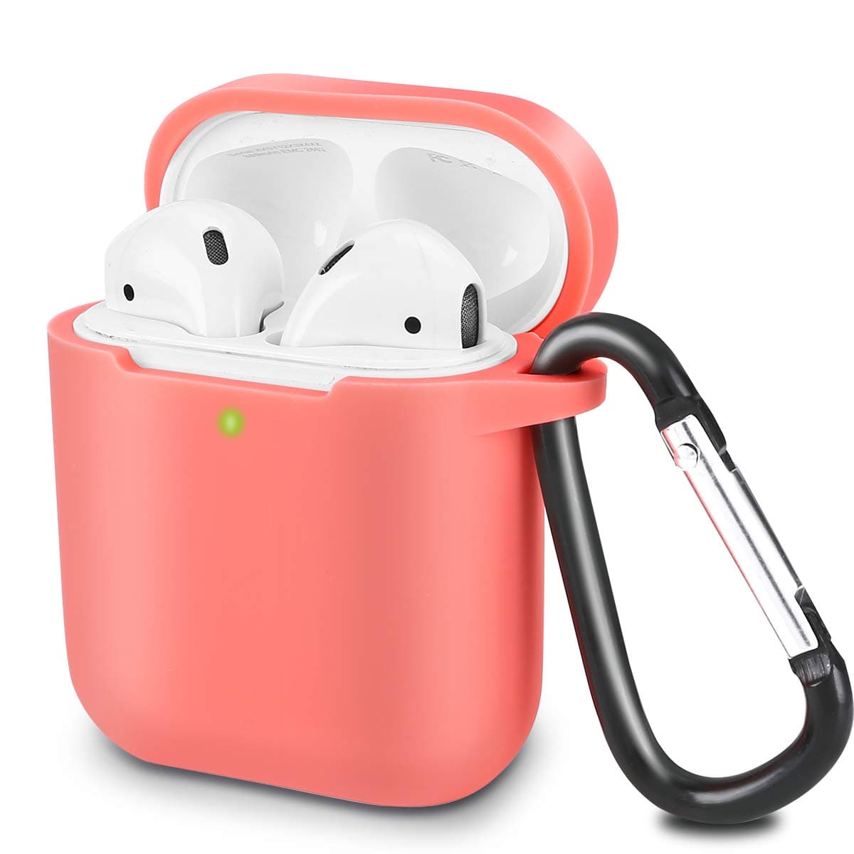 Silicona Compatible con AirPods 2 & 1, Fundas Protectora de Silicona para AirPods 2 & 1, LED Frontal Visible, Funciona con Carga inalámbrica, con Mosquetón, Translúcido — view 5