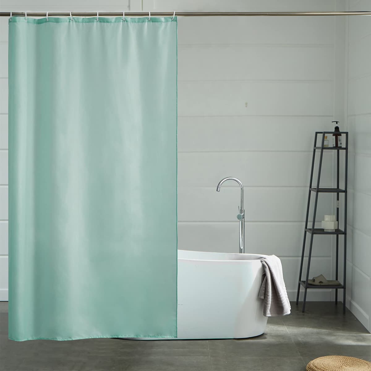 Furlinic Cortina Ducha 200x200cm Antimoho Impermeable Lavable Blanco Tela Poliéster Grandes Cortinas de Baño con 12 Aros de Cortina Ducha. — view 112
