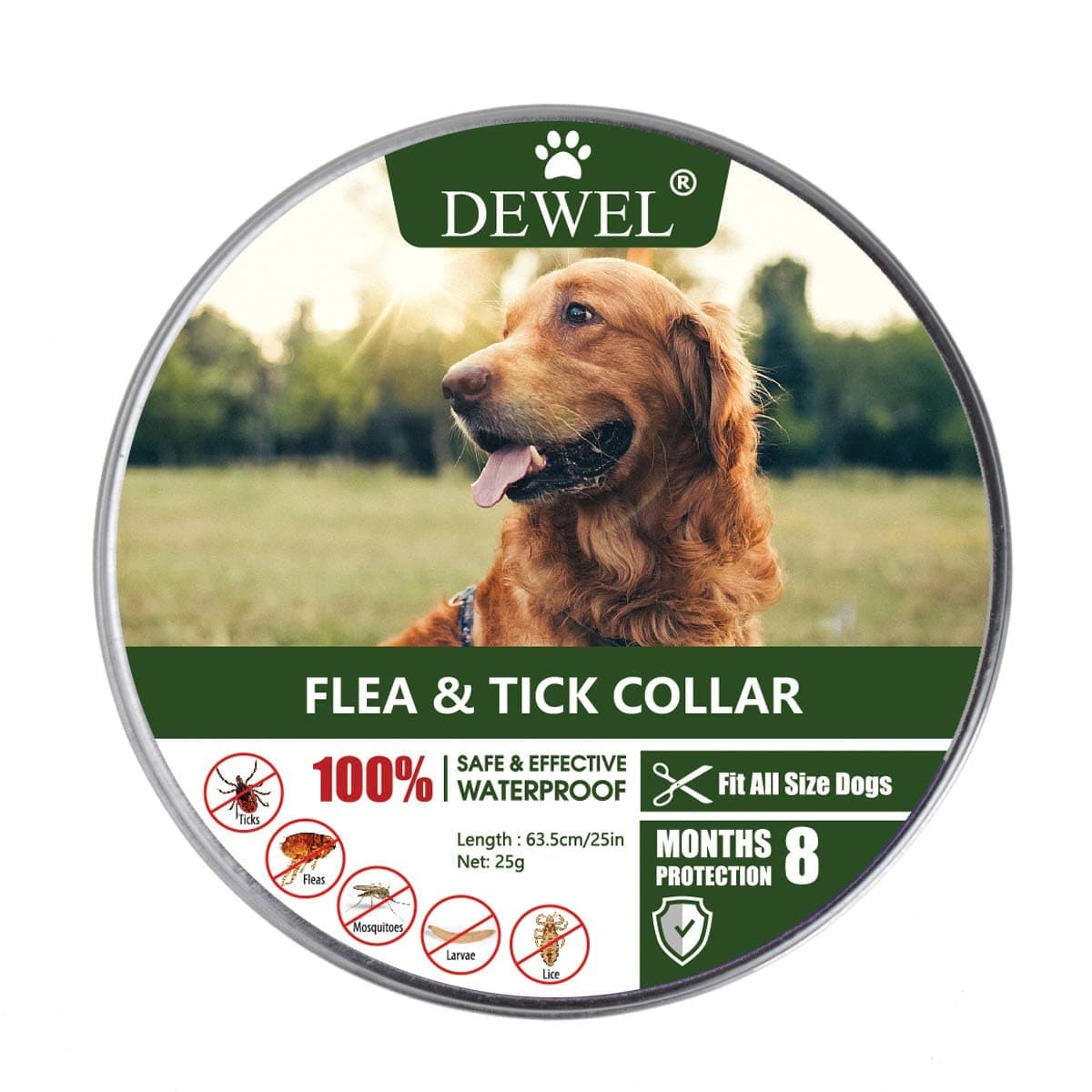 DEWEL Collar contra Pulgas y Garrapatas para Perros Grandes Medianos y Pequeños, Collar Antiparasitario para Perros 8 Meses de Protección, Control Antipulgas para Mascotas de 63,5 cm Gris 1 Unidad — view 13