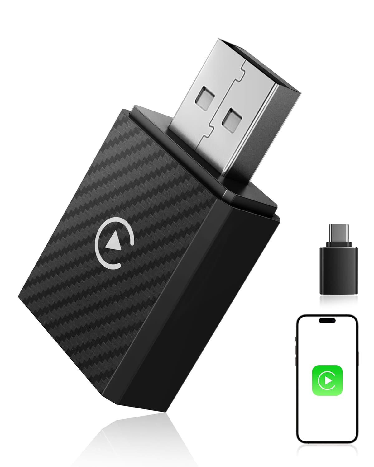 【2026 Mejorada】 Adaptador CarPlay Inalámbrico, Bluetooth V5.4 Conexión Estable, WiFi 6 de Doble Banda de Alta Velocidad, USB A/C, para Apple iPhone iOS 10+