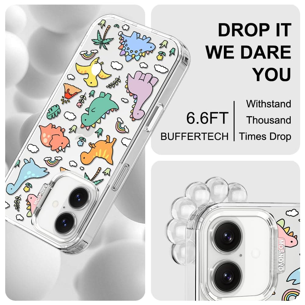 MOSNOVO Case for iPhone 17, [Buffertech 6.6ft Military-Grade Drop Protection] [Camera Control] Clear TPU Bumper Phone Case - Dinosaur Land — view 5