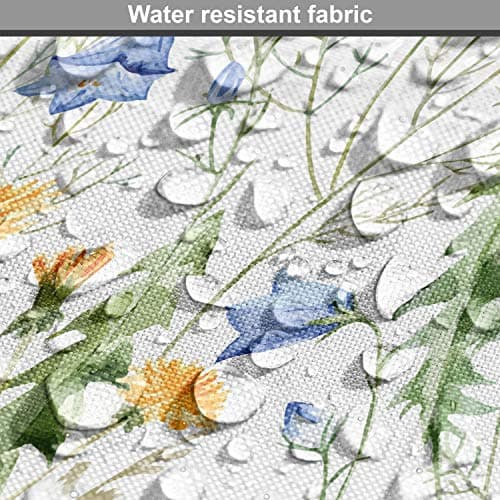 Ambesonne Flower Fabric by The Yard, Wild Flowers Poppies and Daisies Rural Nature Scenery in Meadows Rustic, Decorative Fabric for Upholstery and Home Accents, 2 Yards, Ivory Yellow — view 5
