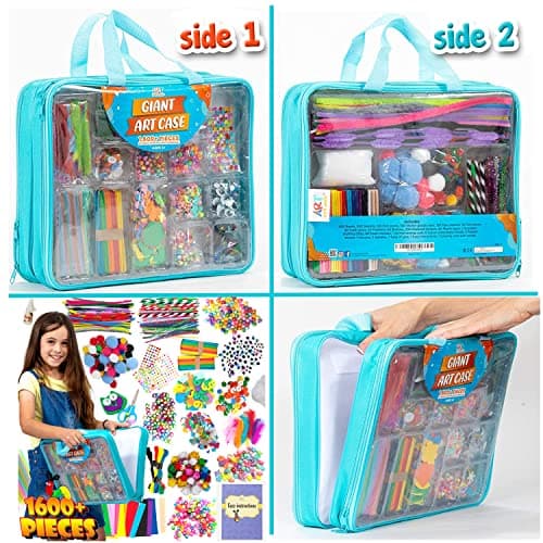 Arts and Crafts Supplies for Kid - 1600+Pcs Craft Kits for Kids - DIY School Craft Project for Kids Age 6 7 8-12 Gifts for Girls and Boys Crafts for Girls Ages 8-12 Arts Activities — view 5