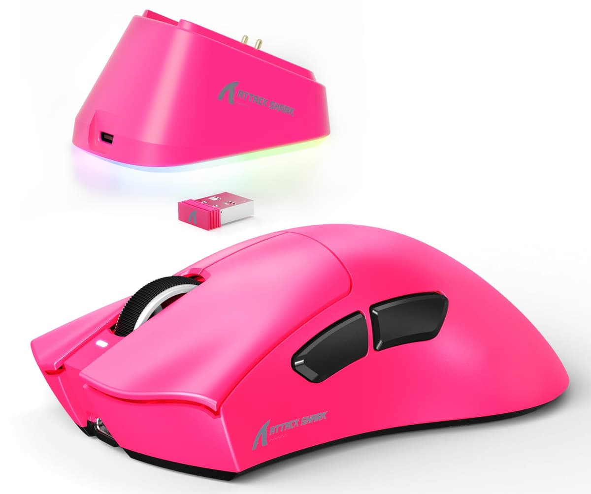 ATTACK SHARK V3PRO Ratón Gaming Inalámbrico con Base Carga Magnética, PixArt PAW3311, hasta 25000 dpi, BT/2.4GHz/Alámbrico, 100M Clics, 500mAh, 65g Ultra-Ligero para Win11/Xbox/PS/Mac - Blanco — view 11