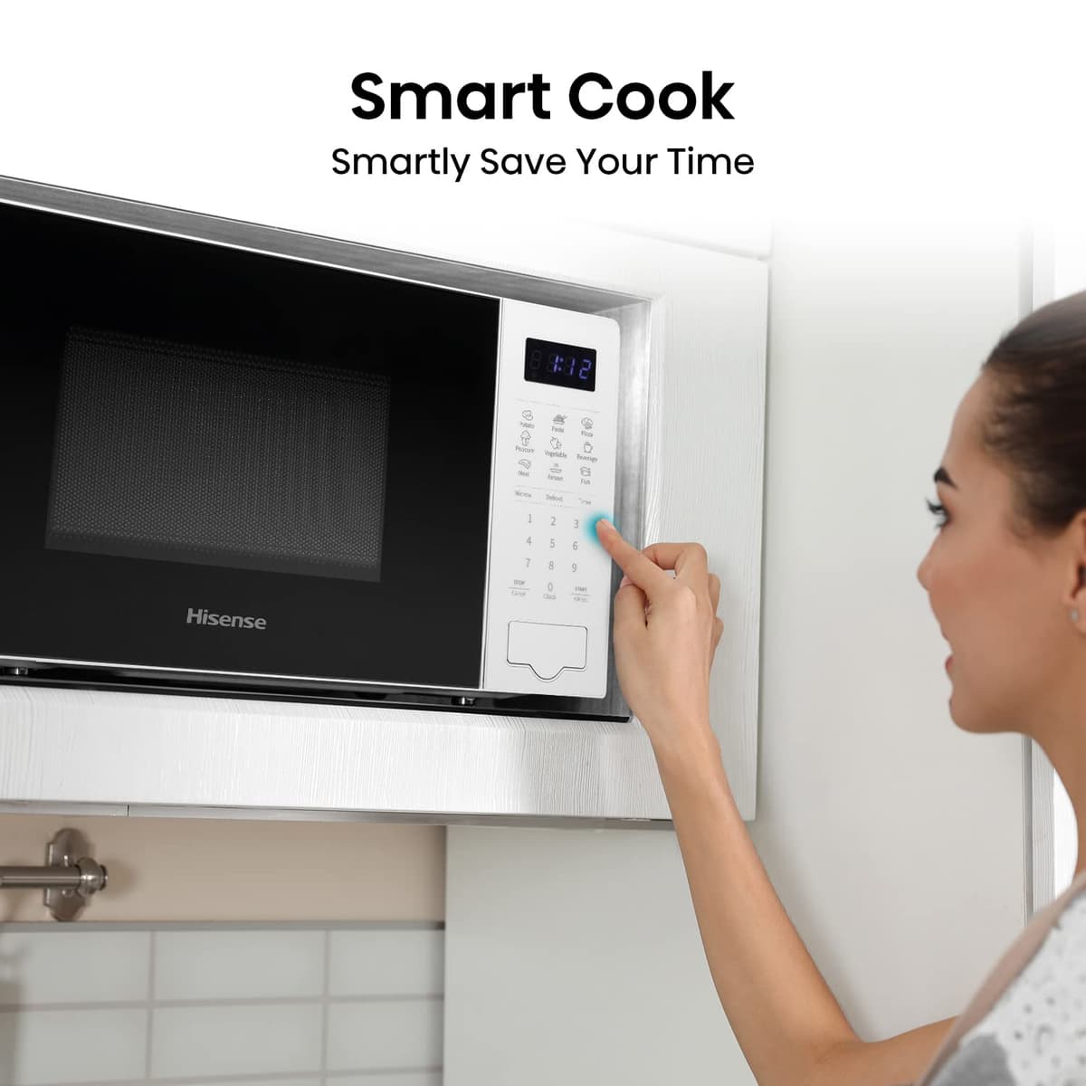 Hisense 700 Watts 20 Litre White Digital Solo Microwave Oven H20MOWS4UK Automatic Defrost, 9 Auto Cook Menus, Clock & Timer, Easy Clean — view 4
