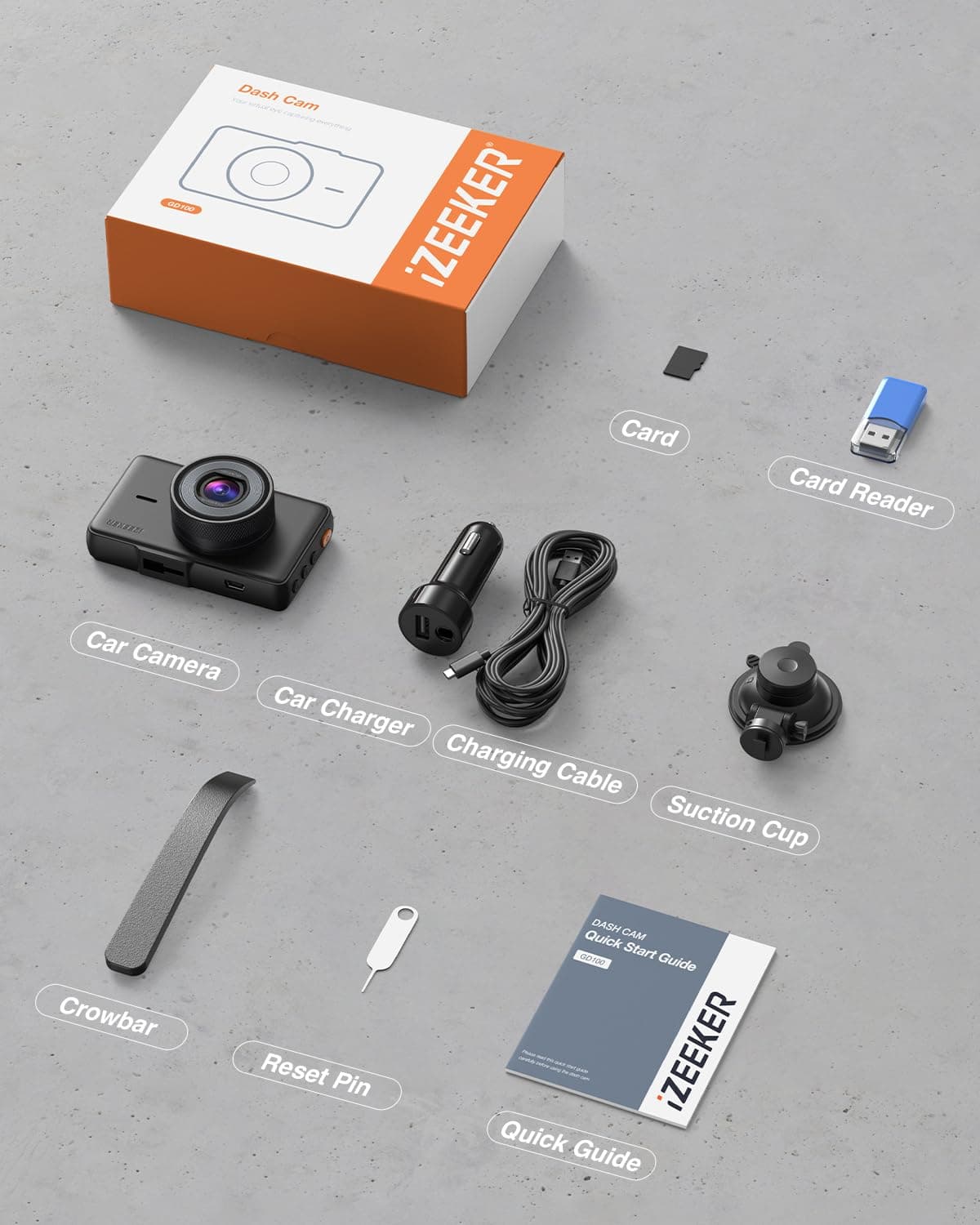iZEEKER 2.5K Dash Cam, 1440P QHD Car Camera with Free 32GB Card, 3" IPS Display, Night Vision, WDR, 170°Wide Angle, Loop Recording, G-Sensor Emergency Recording, 24H Parking Mode, Type C — view 6