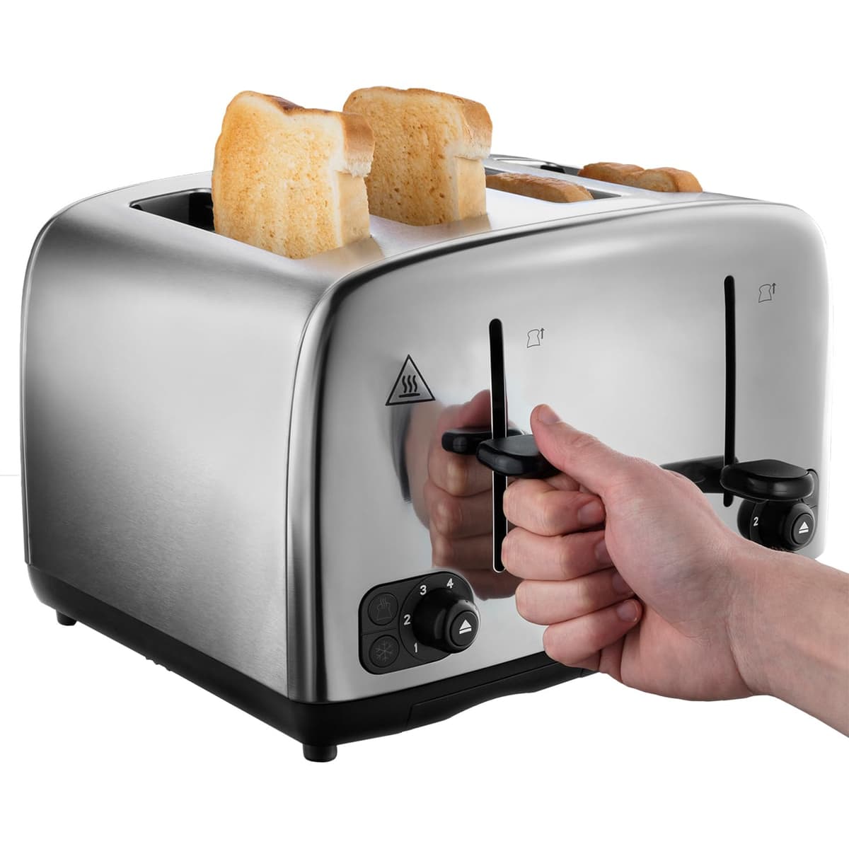 Russell Hobbs 4 Slice Toaster with Perfect Toast Technology for improved evenness (Wide slots, Lift & look feature, 6 Browning levels, Frozen & Cancel function, 1700W, Brushed & Stainless Steel) 24090 — view 5