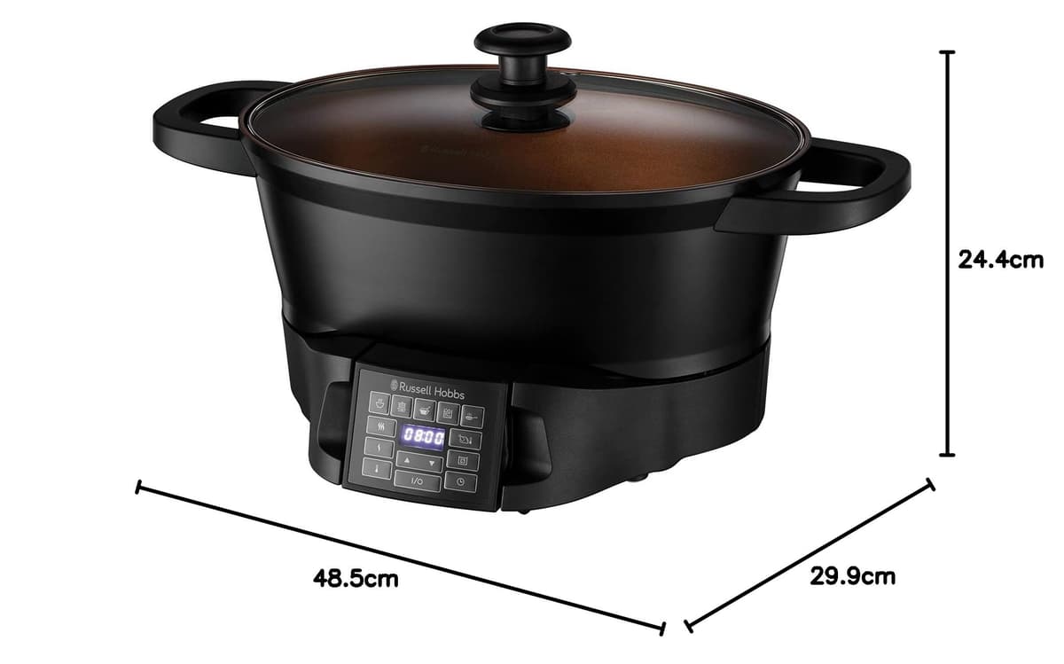 Russell Hobbs Good-to-Go 6.5L Electric Multicooker - 8 Digital functions inc Sear, Slow Cook, Steam, Boil, Keep warm & Roast, Cast aluminium housing, Glass lid, Dishwasher safe parts, 750W, 28270 — view 10