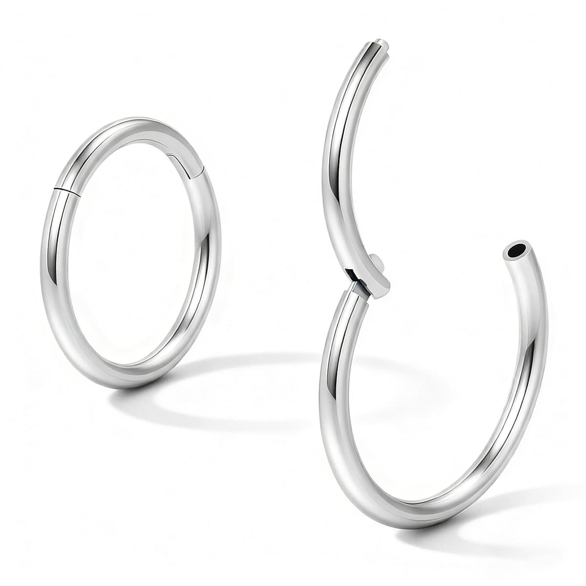 Afftiny Nose Ring Septum Hoop 20G/18G/16G/14G/12G 316L Surgical Stainless Steel Hinged Seamless Earrings, Diameter 5MM-16MM, Gold/Silver/Black/Rose Gold/Rainbow Color — view 10