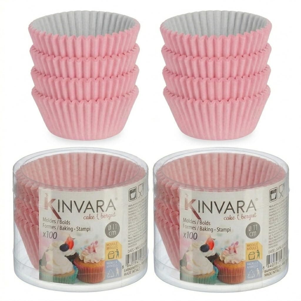 Pack 200 Moldes de Papel para Magdalenas y Cupcakes de Calidad Alimentaria 7,5 cm Moldes de Repostería Extra Resistentes al Horno y Antigrasa Ideales para Muffins y Mesas Dulces (Rosa Pastel)