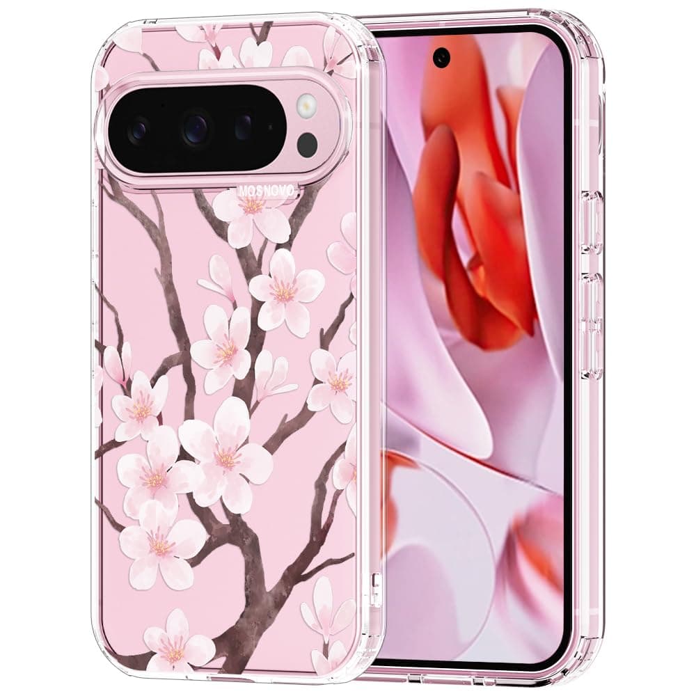 MOSNOVO Case for Google Pixel 9 & Pixel 9 Pro, [Buffertech 6.6ft Military-Grade Drop Protection] [Anti Peel Off Tech] Clear TPU Bumper Phone Case Cover Design - Eucalyptus — view 64