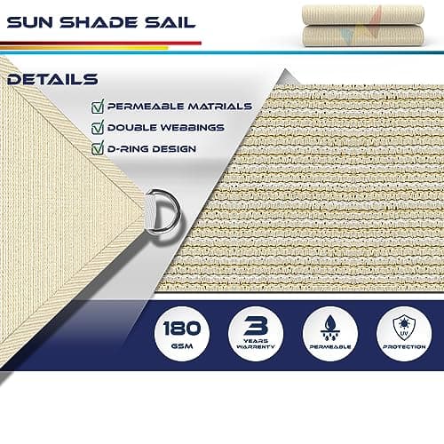 Windscreen4less 16' x 20' Sun Shade Sail Rectangle Outdoor Canopy Cover UV Block for Backyard Porch Pergola Deck Garden Patio (Beige) — view 2