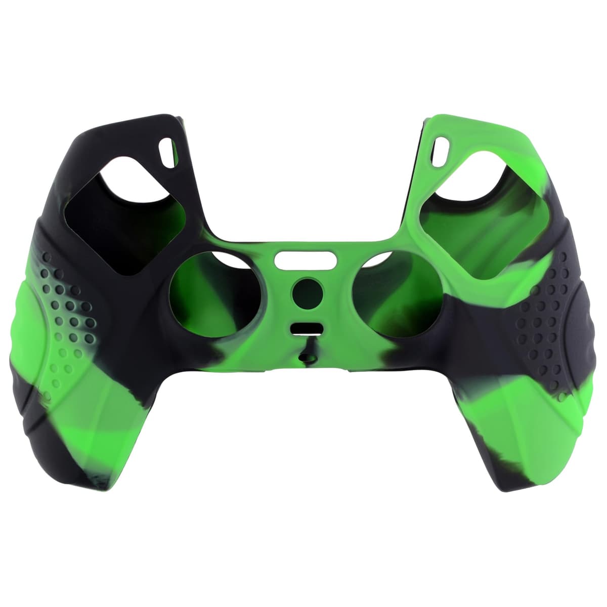 eXtremeRate PlayVital Guardian Edition Ergonomic Soft Anti-Slip Controller Silicone Case Cover for ps5, Rubber Protector Skins with Black Joystick Caps for ps5 Controller - Green & Black — view 2