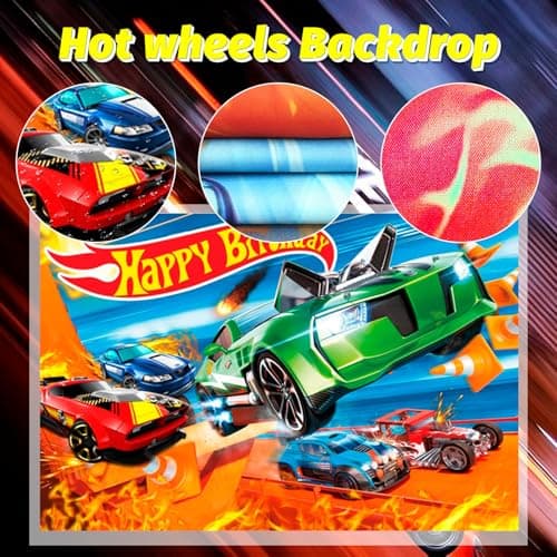 10 Guests Racing Birthday Party Tableware, Hot Car Party Plates Napkins Wheels Balloons Banner Backdrop Cake Toppers etc for Racing Hot Car Birthday Party Decorations Supplies — view 2