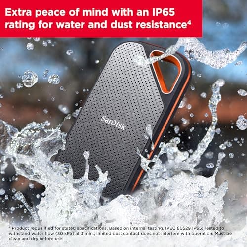 SANDISK 2TB Extreme PRO Portable SSD - Up to 2000MB/s - USB-C, USB 3.2 Gen 2x2, IP65 Water and Dust Resistance, Updated Firmware - External Solid State Drive - SDSSDE81-2T00-G25 — view 5