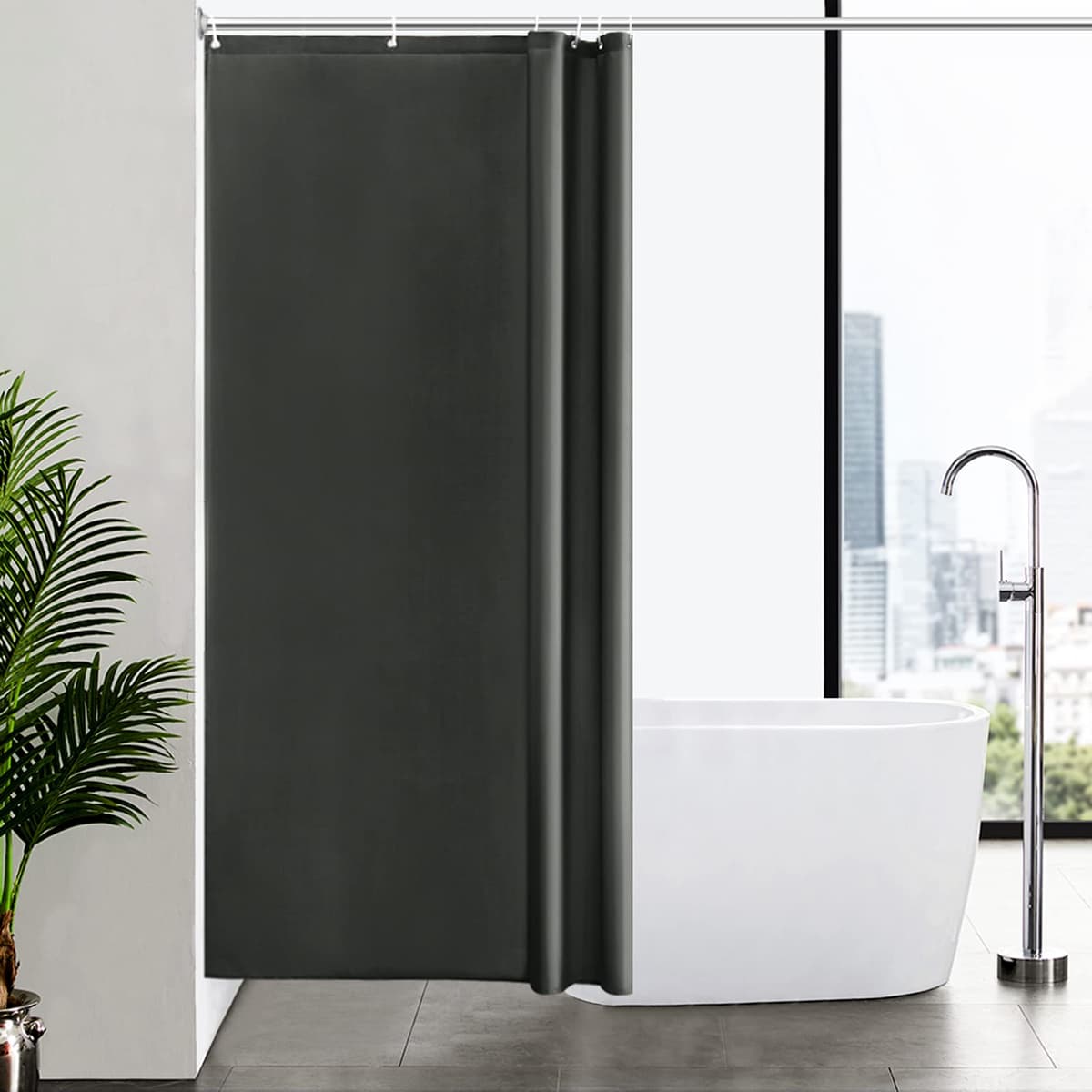 Furlinic Cortina Ducha 200x200cm Antimoho Impermeable Lavable Blanco Tela Poliéster Grandes Cortinas de Baño con 12 Aros de Cortina Ducha. — view 109