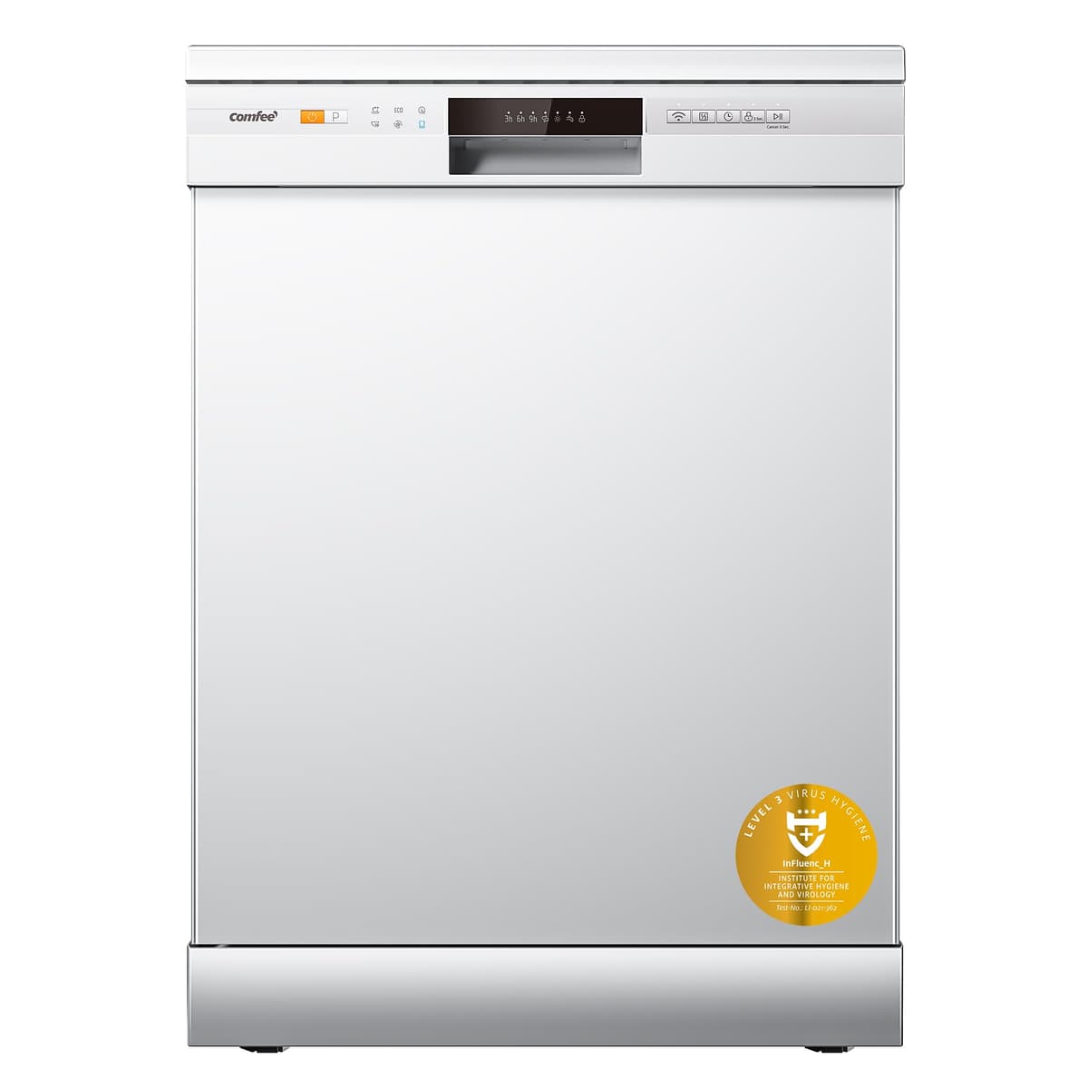 COMFEE' CDWPF1201PW-WE-EU Lavavajillas de Libre Instalación, 60cm, con 12 Cubiertos, 8 Programas, 70 ℃ Lavado Higiénico, Lavado Rápido, Control por botón, WiFi y IOT Función, Cloud Wash, Blanco