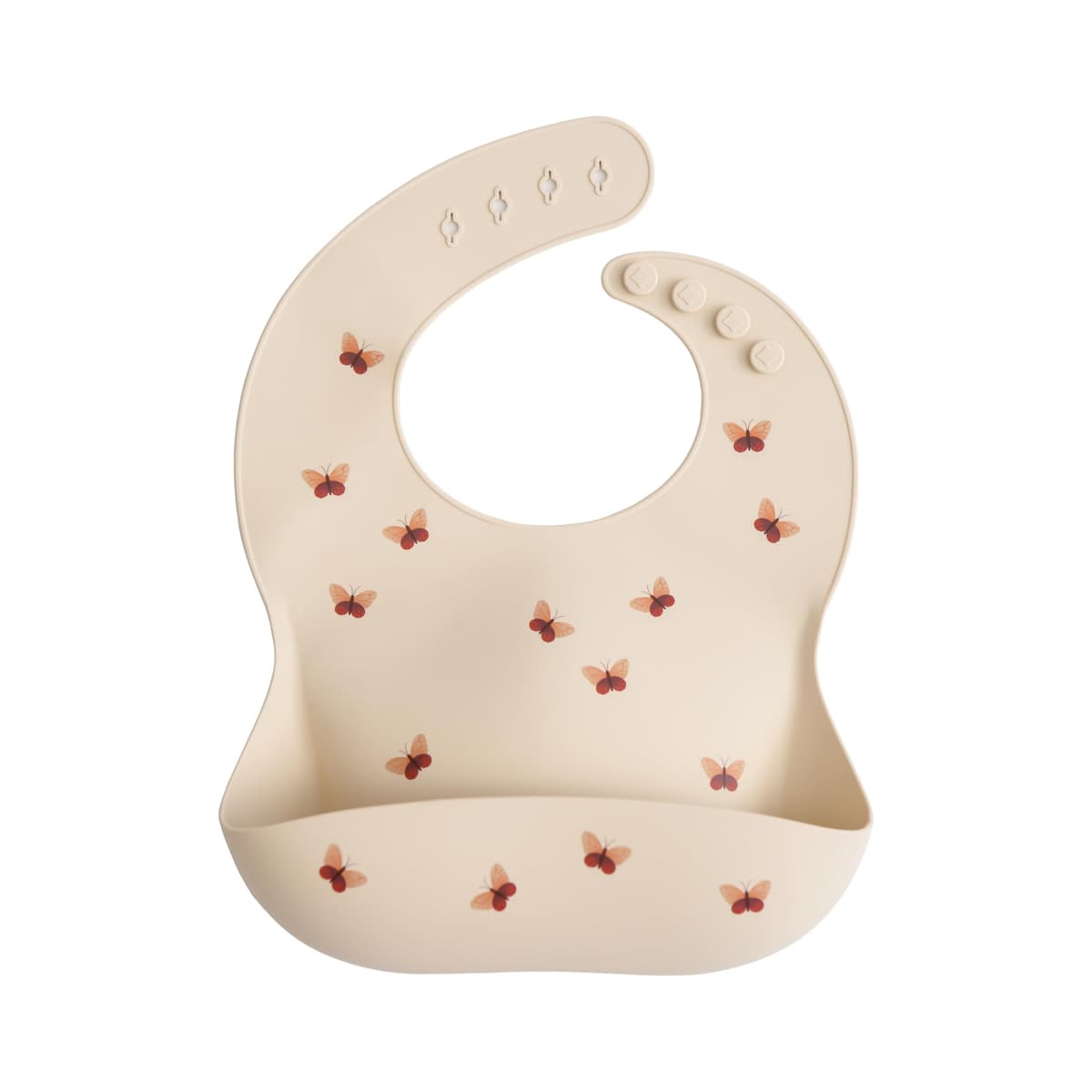 Mushie Baby Silicone Bib | Adjustable Fit Waterproof Bibs | Easy Wipe Baby Feeding Bibs | 4 Adjustable Sizes with Deep Front Pockets | 100% BPA and Phthalate Free