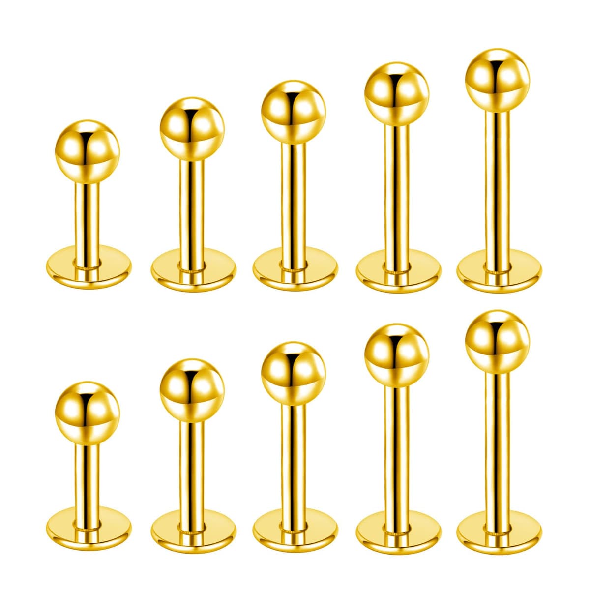 Besyvvin Lip Bars Labret Studs 16G Stainless Steel Plastic Flat Back Helix Tragus Cartilage Earring Stud 4-12MM Monroe Medusa Piercing Jewellery Silver Gold — view 16