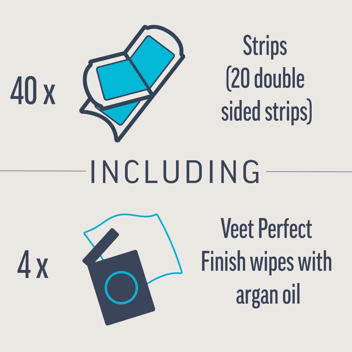 Veet Expert Cold Wax Strips, 40 Count + 4 Finish Wipes, Hair Removal Kit For Smooth Legs, Gentle Solution For Delicate Skin, Easy And Effective Use — view 3