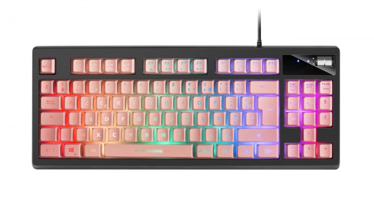Mars Gaming MKPRO, US, Teclado Mecánico Gaming Completo, RGB Chroma, Switches Hot-Swap Mecánicos, Antighosting, Rueda de Control, Software, Multiplataforma, Switch Silent, Blanco — view 44