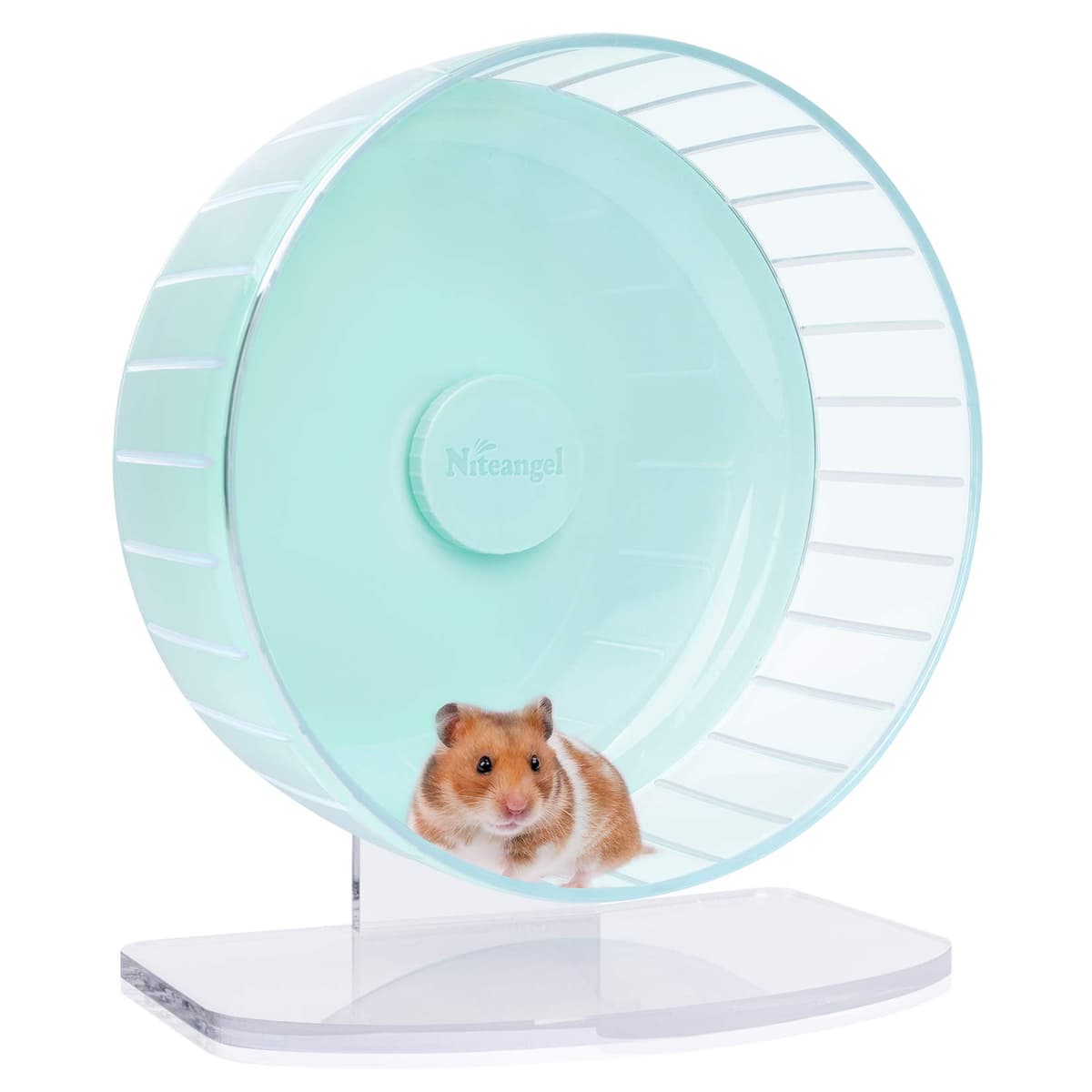 Niteangel Super Silent Hamster Exercise Wheels - Quiet Spinner Hamster Running Wheels with Adjustable Stand for Hedgehog Gerbils Mice Or Other Small Animals (Large, Transparent) — view 27