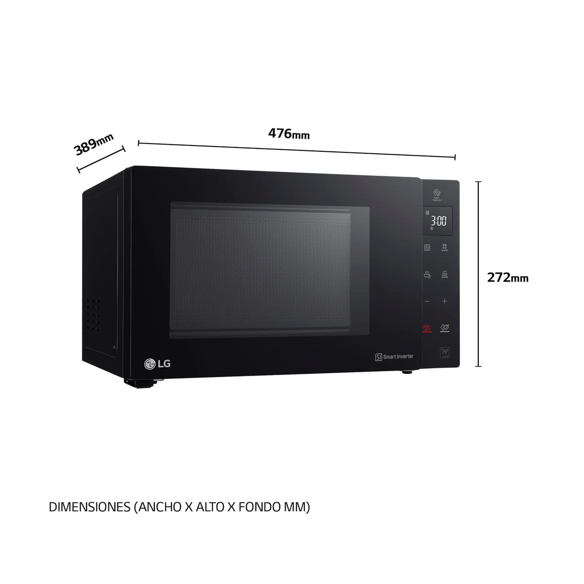 LG MH6535GIS - Microondas con Grill NeoChef, Capacidad 25 L, 1000 W, Smart Inverter, Panel Táctil LED, EasyClean, Cocción Uniforme y Bloqueo Infantil, Negro — view 2