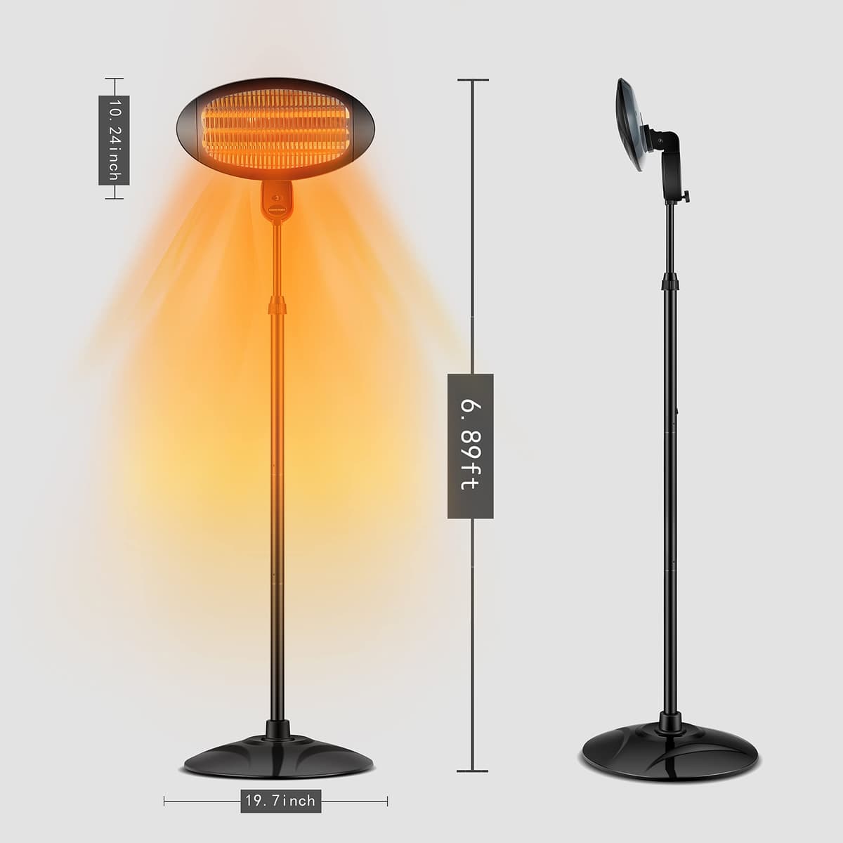 DONYER POWER Electric Quartz Patio Heater Garden Heater Waterproof Outdoor Free Standing 2000W — view 5
