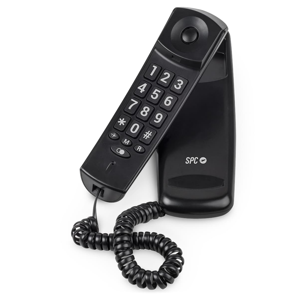 SPC Original Lite 2 – Teléfono Fijo sobremesa o Pared, Compacto y fácil de Usar, señal Luminosa 10 memorias indirectas, Teclas Grandes, función rellamada - Negro