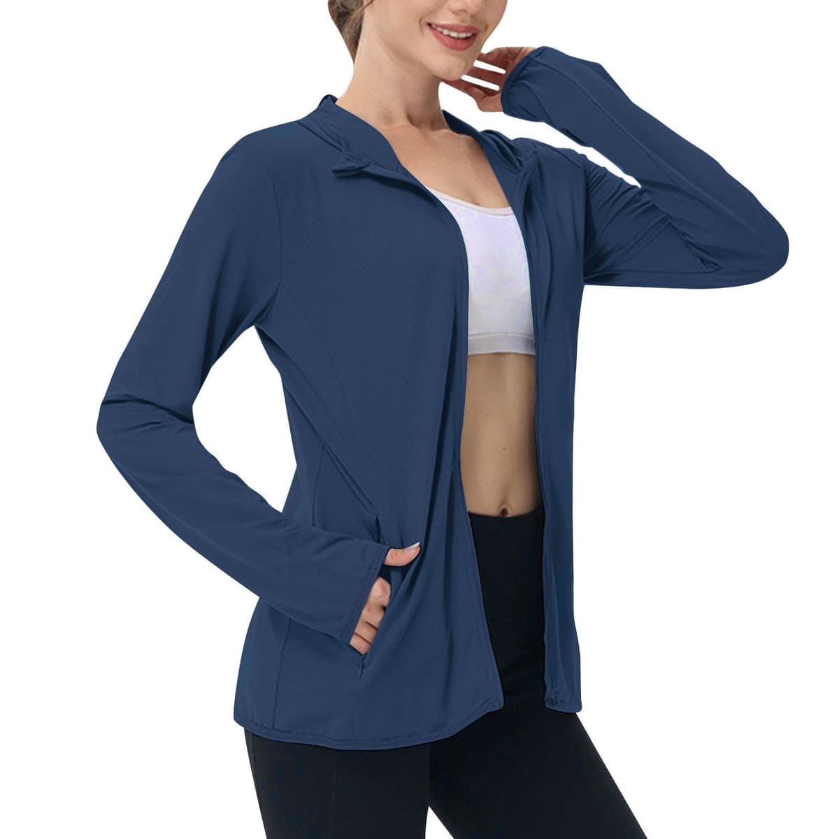 Sun Jacket for Women UPF 50+ Lightweight Athletic Jacket Sun Protection Full Zip Hoodies Shirts Hiking Outdoor Pockets — view 33