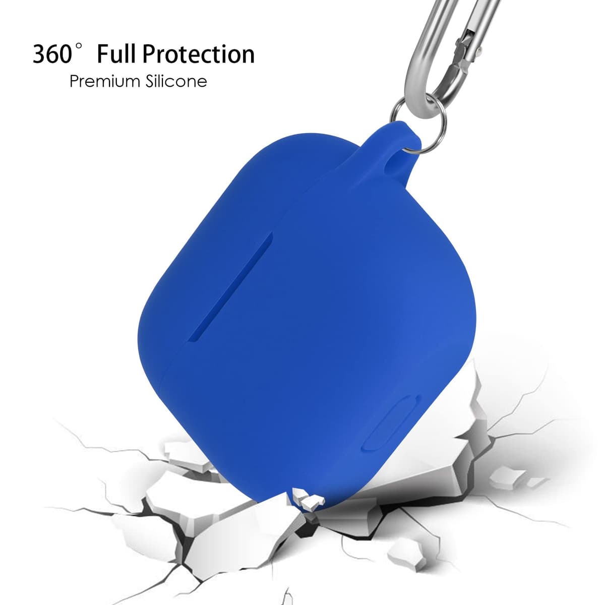 Funda de Silicona Compatible con AirPods 3, Anti-rasguños, Anti-Polvo, LED Frontal Visible, Funda Premium Silicona para AirPods 3.ª Generación (2021) con Mosquetón, Azul — view 4
