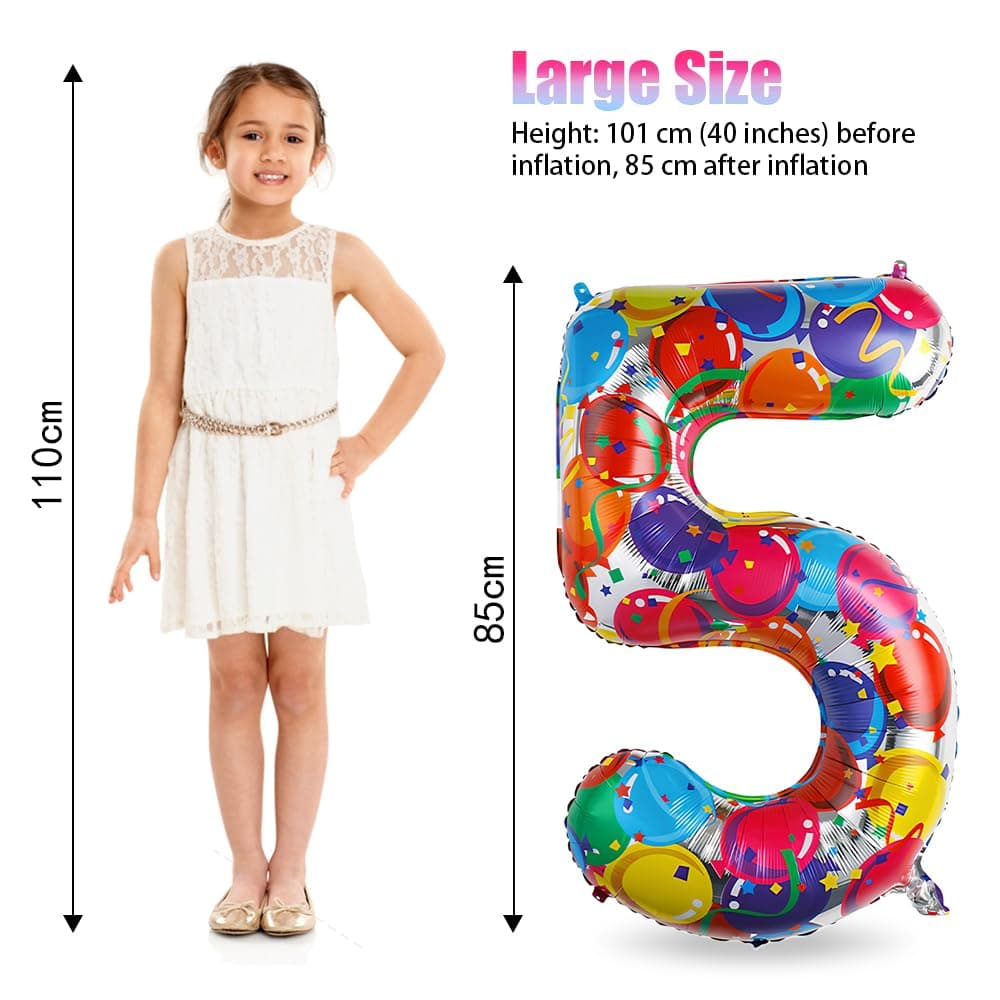 Foil Globo Número 5 Azul 40" (101cm), Inflable Helio o aire, Gigante Numeros 0-9, 10-19, 20-29, 30-100, Grande Globos Decoración para La Boda Aniversario y Cumpleaños Fiestas — view 483
