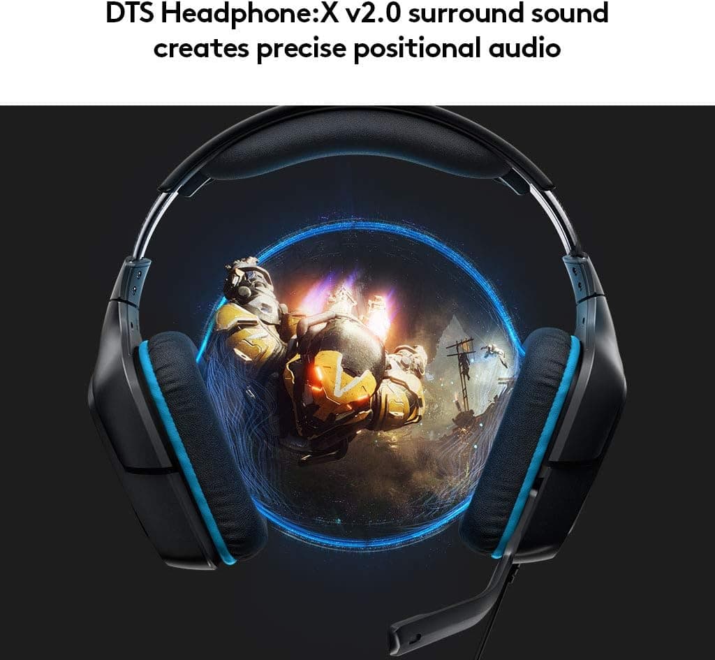 Logitech G432 Wired Gaming Headset, 7.1 Surround Sound, DTS Headphone:X 2.0, 50 mm Audio Drivers, USB and 3.5 mm Audio Jack, Flip-to-Mute Mic, Lightweight, PC/Mac/Xbox One/PS4/Nintendo Switch - Black — view 2