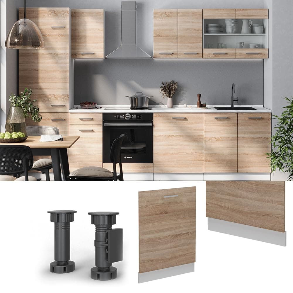 Vicco Panel Frontal del lavavajillas R-Line, Sonoma, 60 cm sin encimera, para combinación Libre Dentro de Sistemas de Cocina modulares — view 3