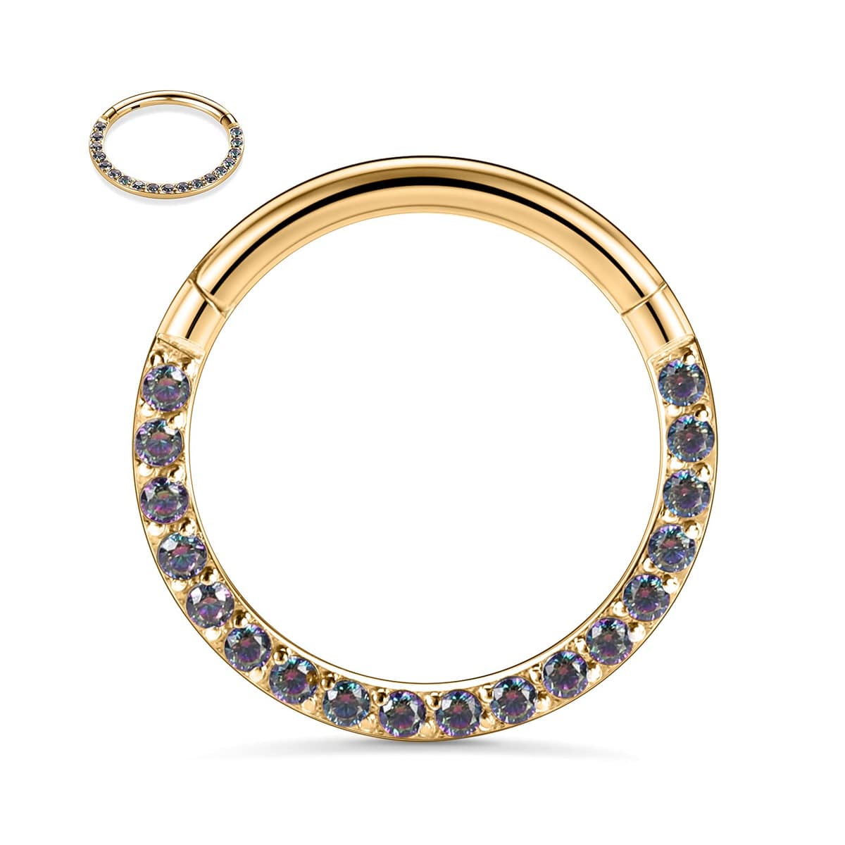 hengkaixuan CZ Opal Septum Jewellery Daith Ring Conch Hoop Seamless Clicker Ring Surgical Steel Rook Tragus Conch Piercing Jewellery Small Hoop Earring Nose Hoop Ring — view 28