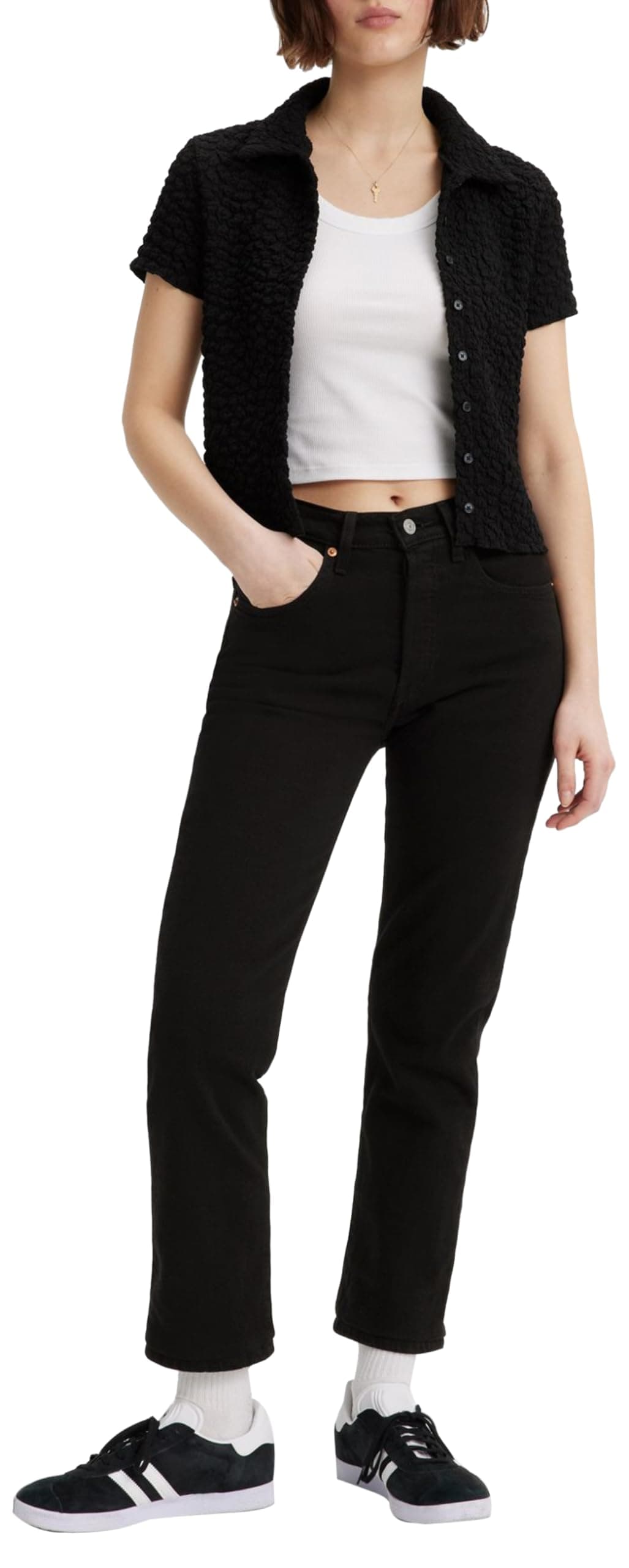 Levi's Women's 501 Crop Jeans 28W / 26L Black Sprout