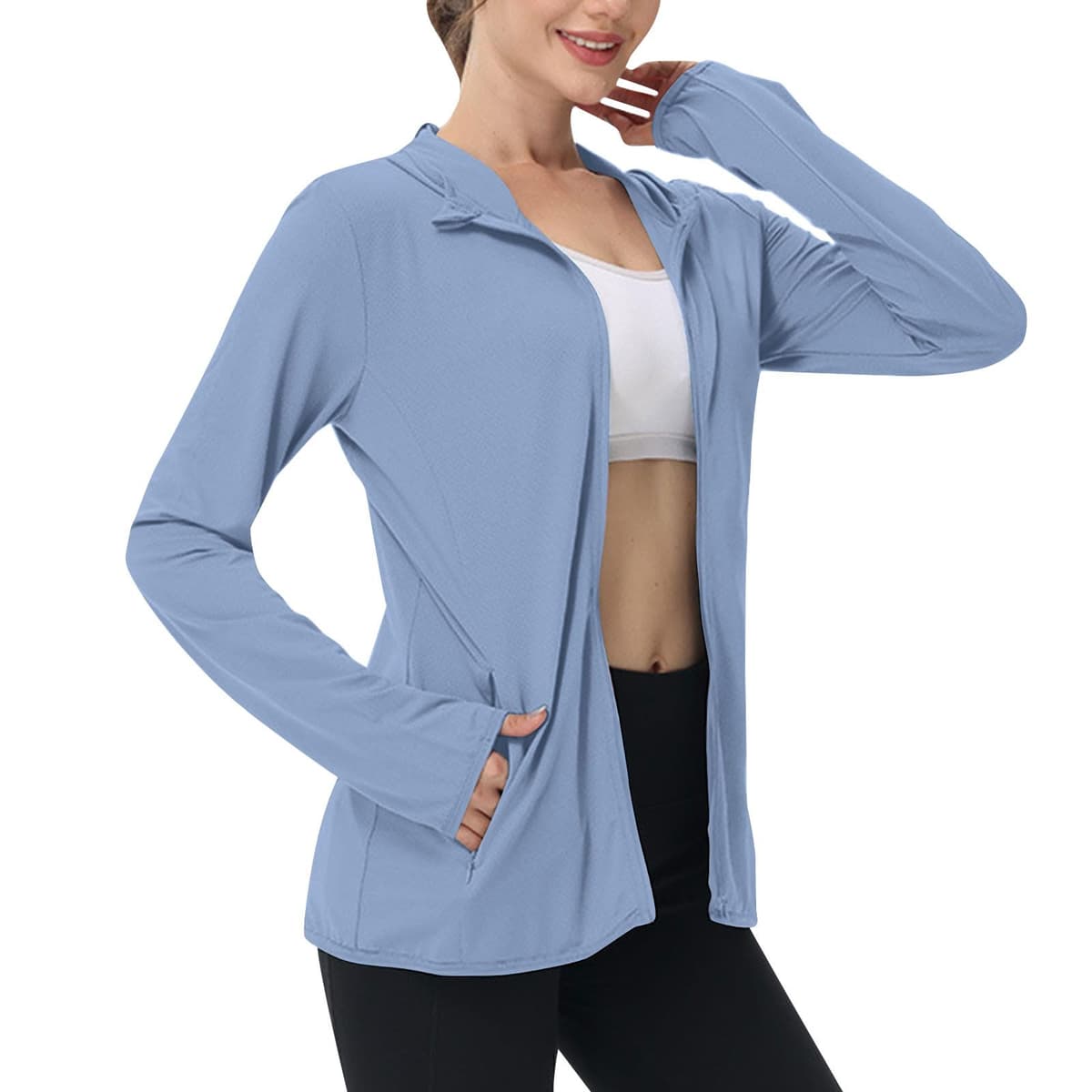 Sun Jacket for Women UPF 50+ Lightweight Athletic Jacket Sun Protection Full Zip Hoodies Shirts Hiking Outdoor Pockets — view 23