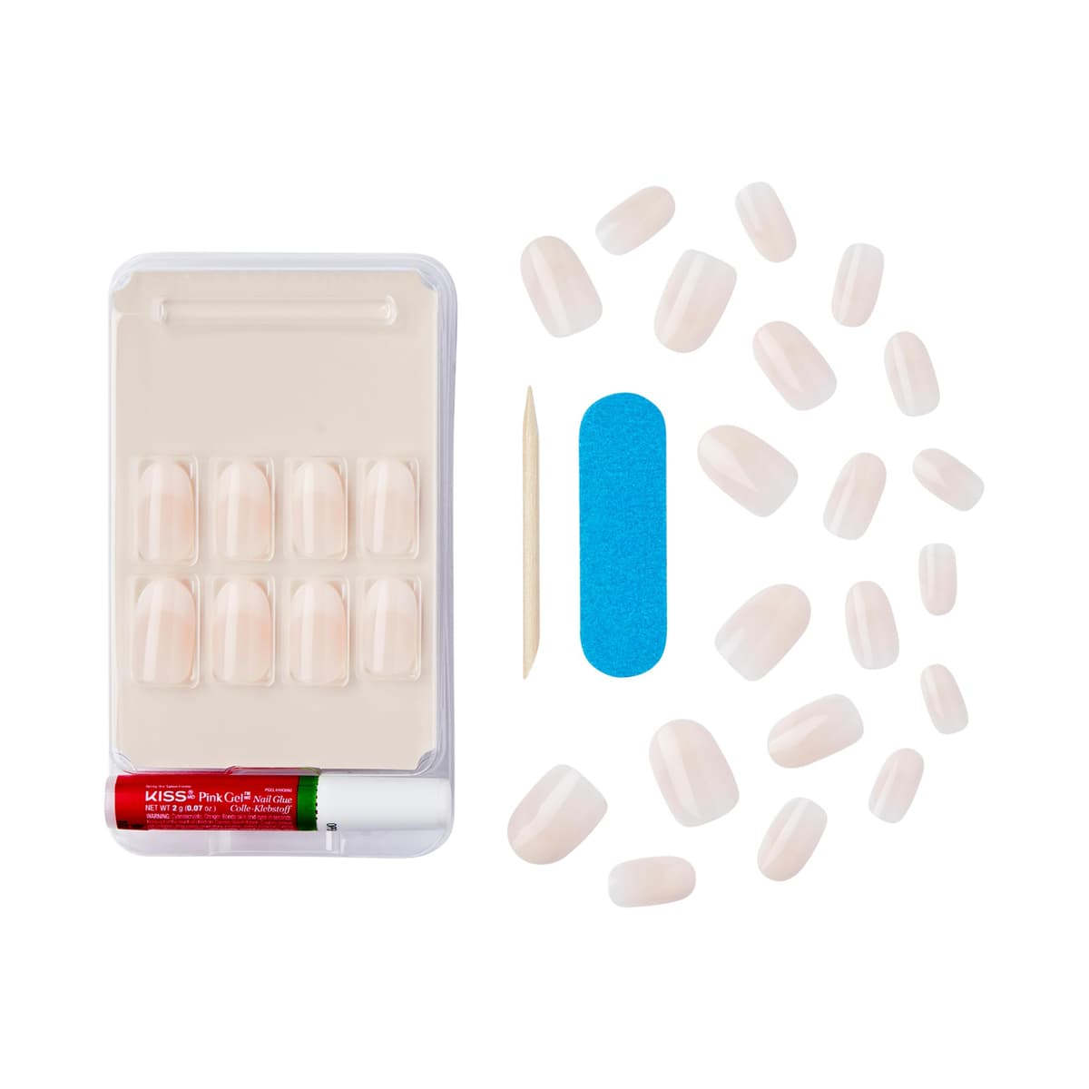 KISS Salon Acrylic French Nude Collection, Graceful, Medium Length Nude Fake Nails, Includes 28 False Nails, Nail Glue, Nail File, and Manicure Stick (Packing May Vary) — view 5