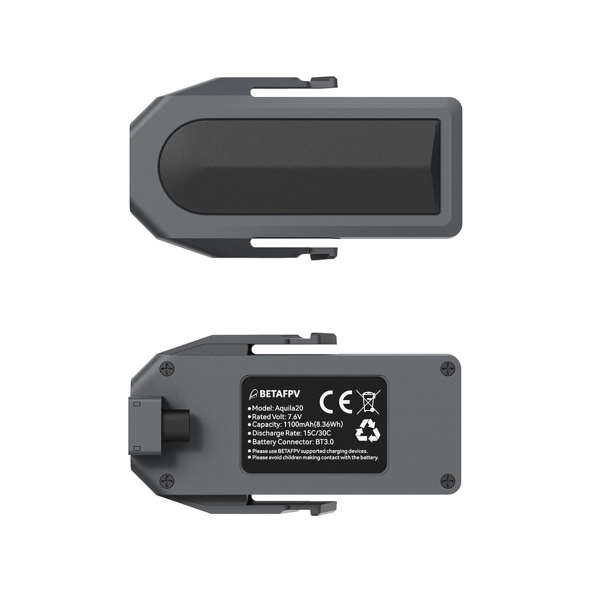 BETAFPV 2pcs Aquila20 Exclusive Battery 7.6V 15C 1100mAh 2S LiHV Lipo with Smart Management Module, Level Indicator, BT3.0 Connector for Aquila20 HD FPV Kit Extend Flight Time to 10 Min in N/S Mode — view 2