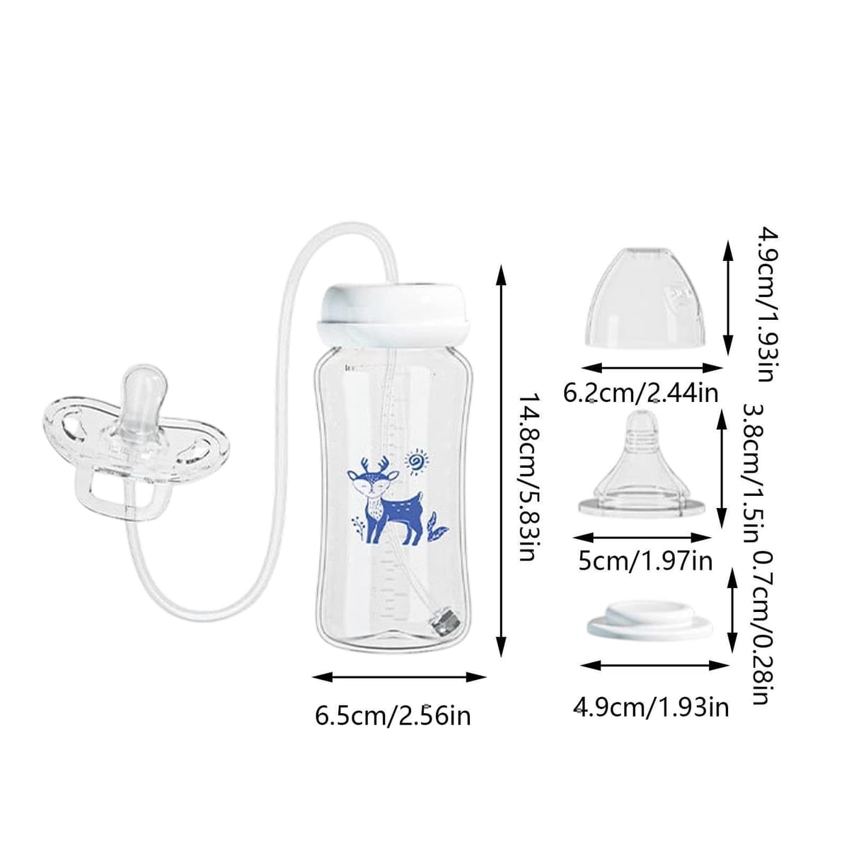 Pacifier Bottle - Leakproof Silicone Anti-Colic, Standard Size with Soft Nipple, High Grade Food Silicone, Aesthetic Small Finish, Boys Girls Tool for Home, Daycare-Friendly Bottle — view 2