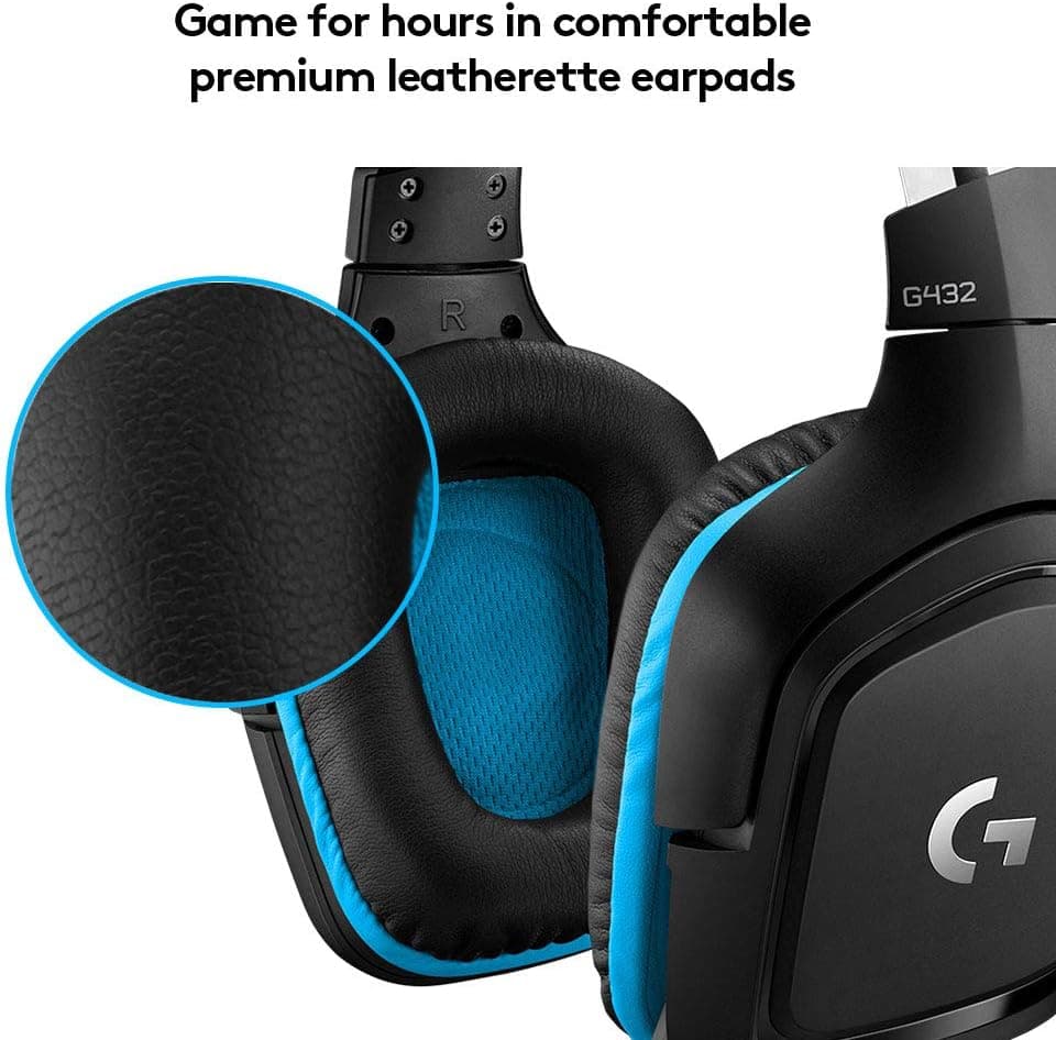 Logitech G432 Wired Gaming Headset, 7.1 Surround Sound, DTS Headphone:X 2.0, 50 mm Audio Drivers, USB and 3.5 mm Audio Jack, Flip-to-Mute Mic, Lightweight, PC/Mac/Xbox One/PS4/Nintendo Switch - Black — view 4