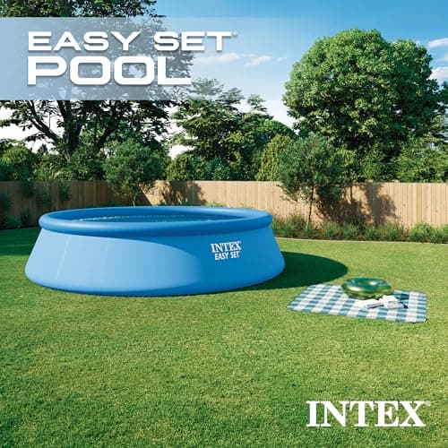 INTEX Easy Set 18 ft x 48in Above Ground Pool Set, Round Inflatable Swimming Pool with 1500 GPH Cartridge Filter Pump, Ladder, Cover, & Ground Cloth — view 3