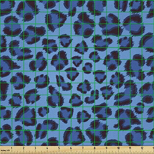 Lunarable Animal Print Fabric by The Yard, Leopard Skin Animal Print Design Creative Contemporary Artwork, Decorative Fabric for Upholstery and Home Accents, 1 Yard, Soft Blue