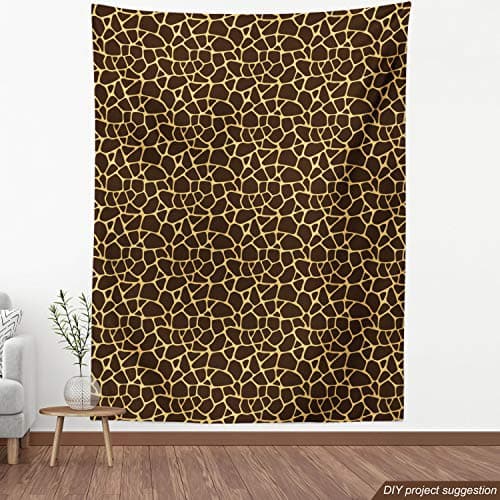 Ambesonne Giraffe Fabric by The Yard, Abstract Animal Skin Modernized Prehistoric Motifs Design Illustration, Decorative Fabric for Upholstery and Home Accents, 3 Yards, Dark Brown — view 3