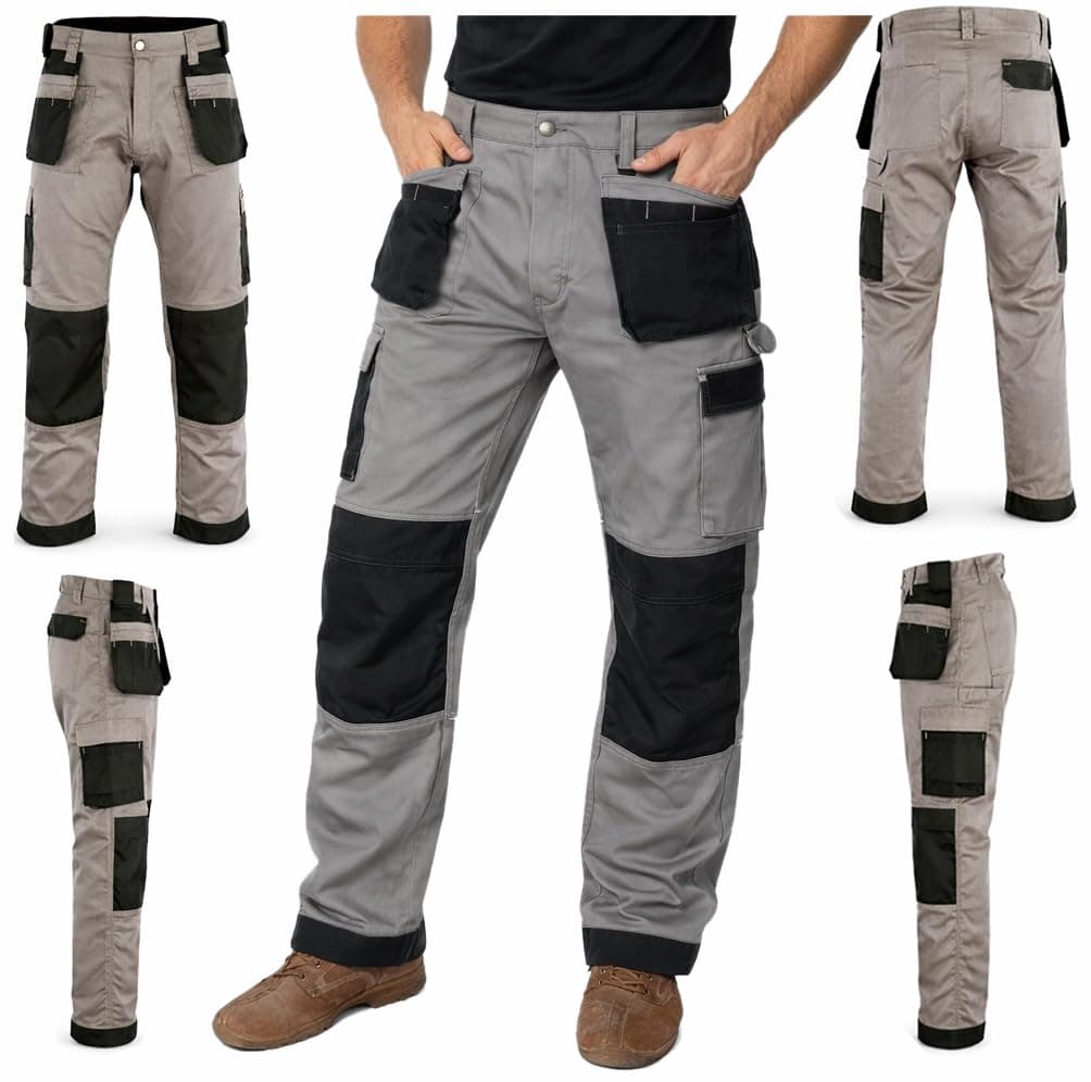 GRS Multi Pockets Mens Combat Cargo Work Trouser with Knee Pad Pockets (Various Sizes and Colours: 28" - 50")