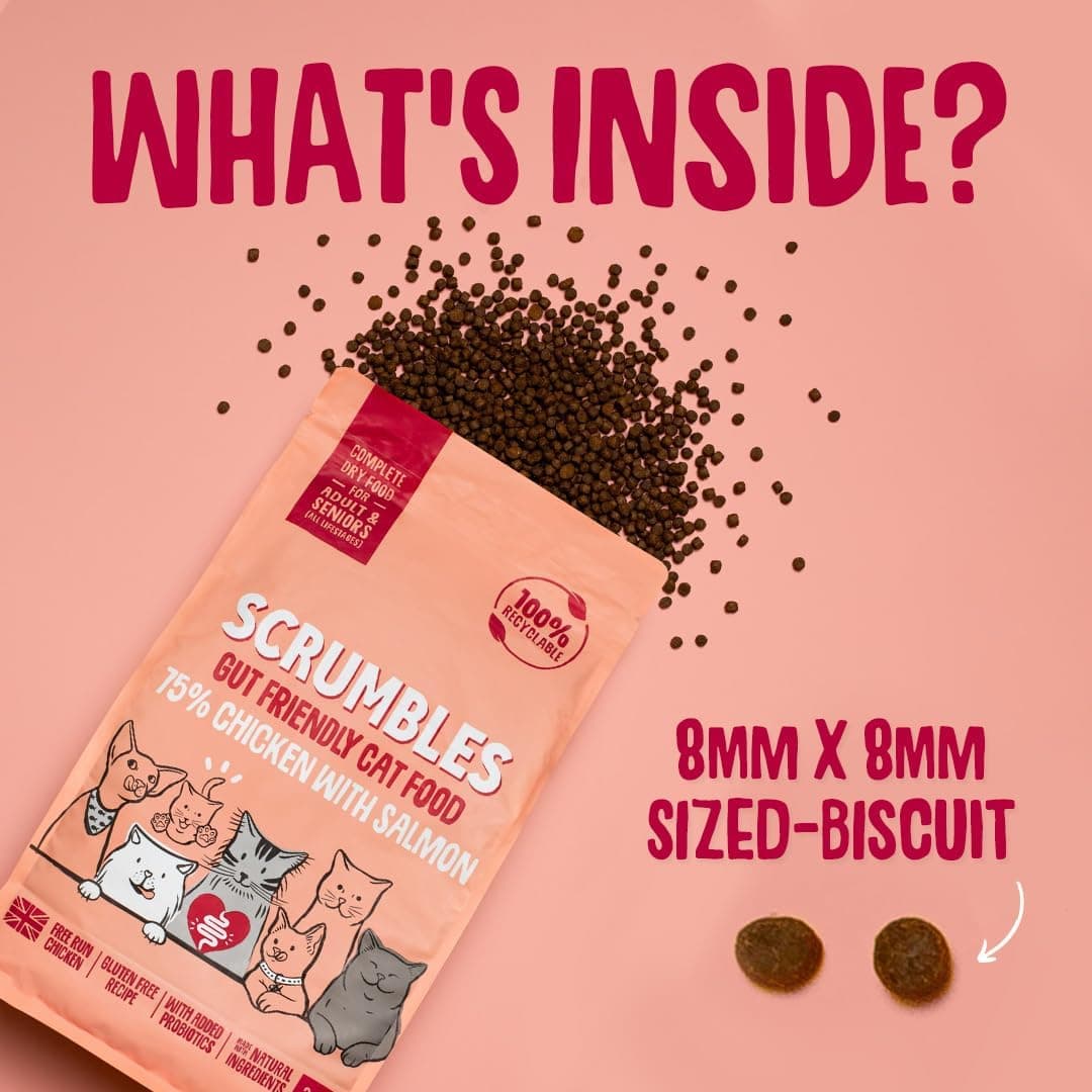Scrumbles All Natural Dry Cat Food With 75% Chicken and Fresh Salmon, High Protein Food for Adults And Seniors, 750 g Salmon - Adult 750 g (Pack of 1) — view 4