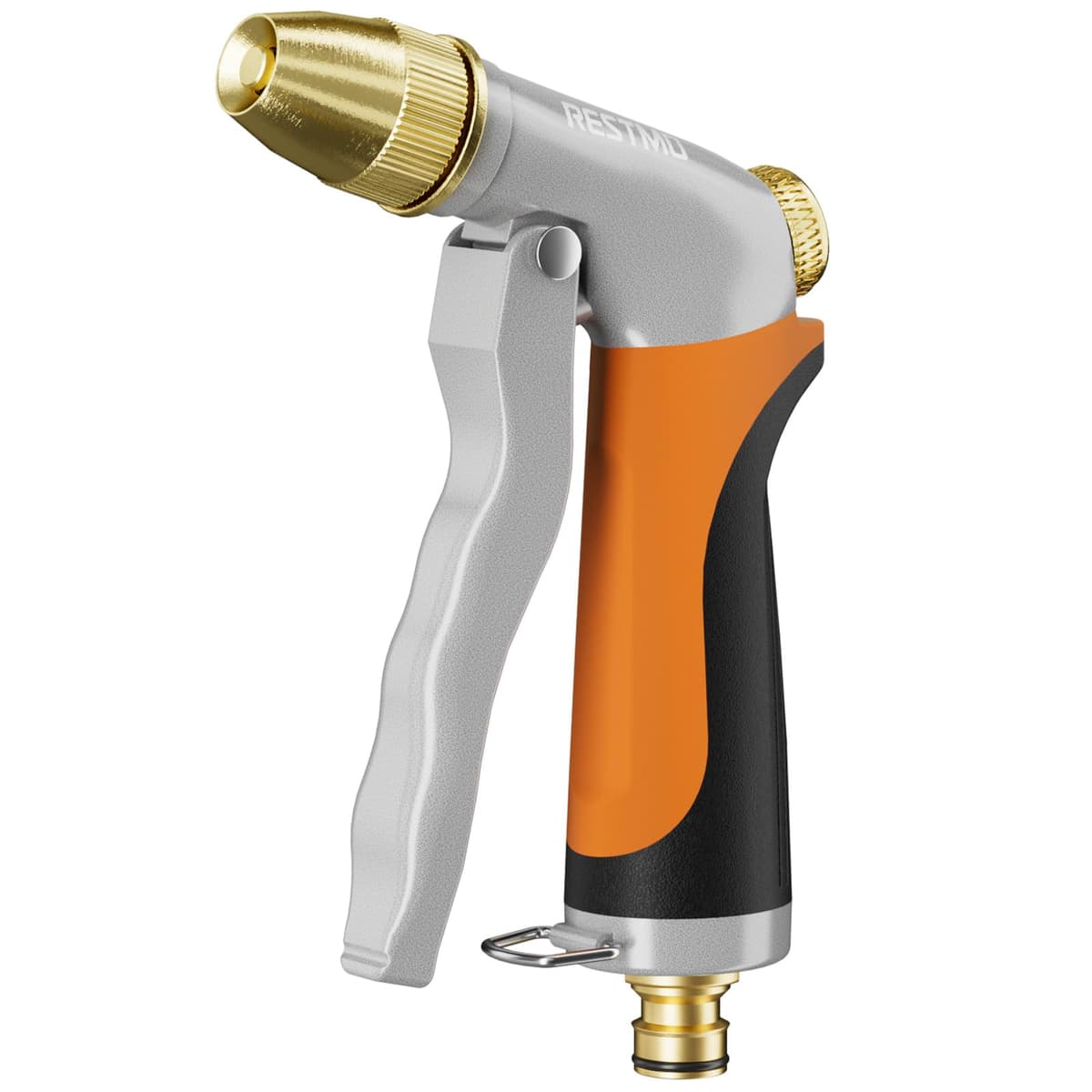 RESTMO High Pressure Hose Pipe Spray Gun, 100% Metal Garden Hose Gun with Solid Brass Head, Adjustable Water Flow, 4 Spray Patterns, Ideal for Car Washing, Gardening, Patio & Window Cleaning, Yellow — view 10