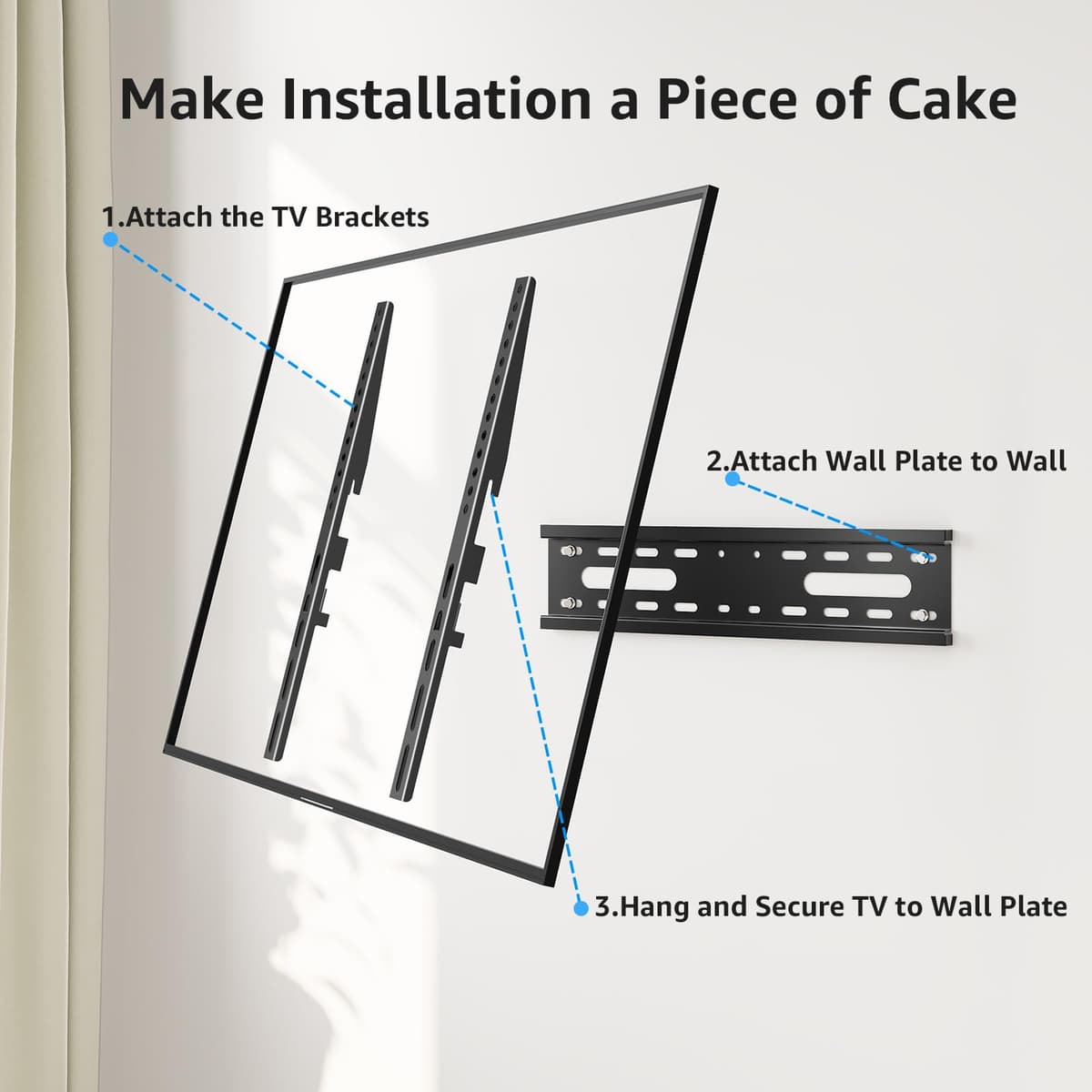 MOUNTUP Ultra Slim TV Wall Bracket for 26-60 inch Flat&Curved TV, Low Profile Wall Mount 23mm from Wall up to 45 KG, with Max VESA 400X400mm, EU0082-F — view 7