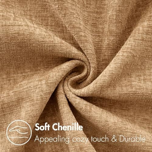 MIULEE Pack of 2 Couch Throw Pillow Covers 18x18 Inch Soft Apricot Brown Chenille Pillow Covers for Sofa Living Room Fall Home Decor Solid Dyed Pillow Cases — view 2