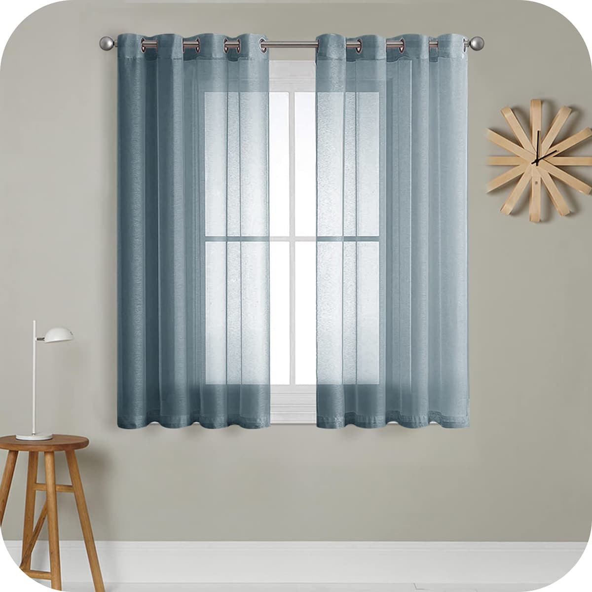 MRTREES Cortina para Ventana Dormitorio Translúcidas Visillos Paneles para Ventanas Sala para Niños Sala Comedor 2 Piezas 140×245cm Blanco — view 35